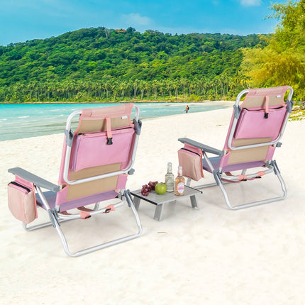 2er-Pack faltbarer Rucksack-Strandstuhl-Set mit Tisch