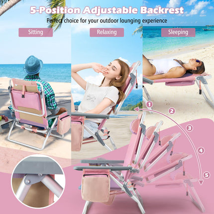 2er-Pack faltbarer Rucksack-Strandstuhl-Set mit Tisch