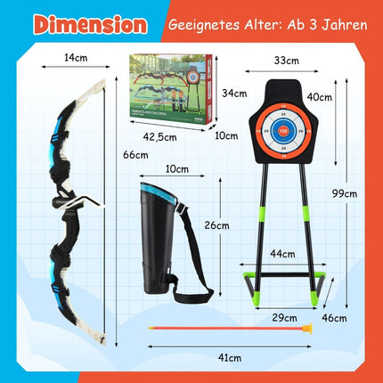 Ensemble de 2 arcs et flèches pour enfants, ensemble de jouets de tir à l'arc éclairés par LED