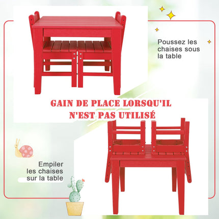 Lot de 2 chaises d'apprentissage pour enfants avec dossier, en PEHD, rouges