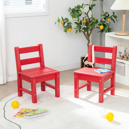 Lot de 2 chaises d'apprentissage pour enfants avec dossier, en PEHD, rouges