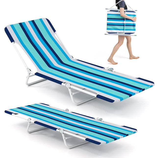 2er-Pack klappbare Outdoor-Liegen, 5-fach verstellbar, Blau