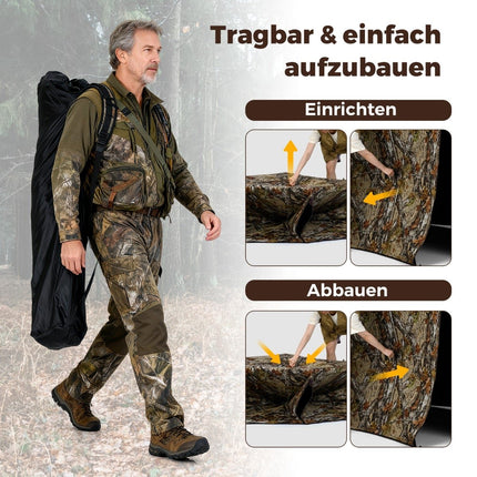 Affût de chasse pour 2 personnes avec fenêtres silencieuses, camouflage