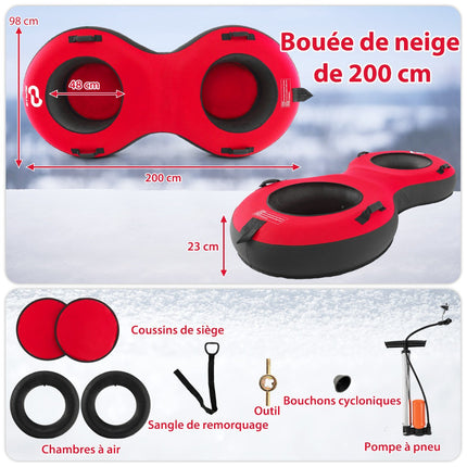 2-Personen aufblasbarer Schneereifen, 80 Zoll, 880 lb