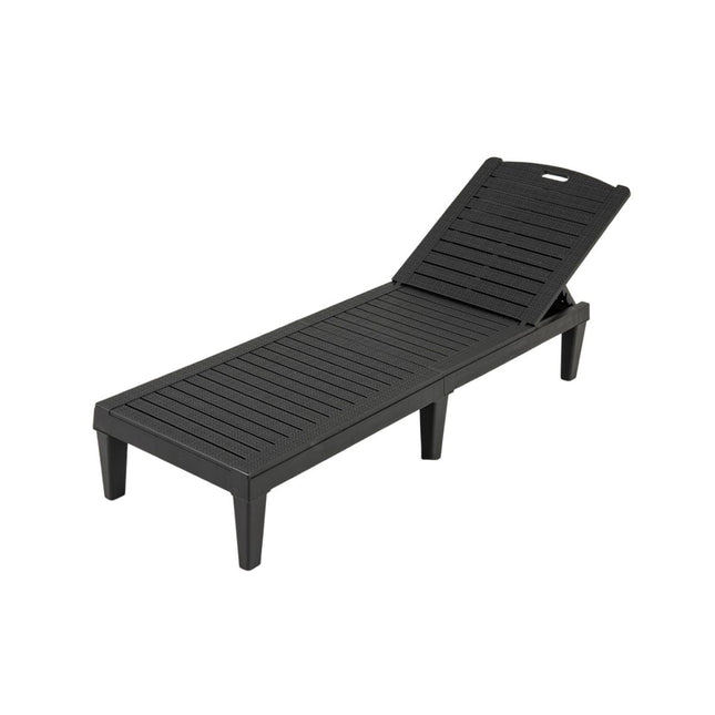 Ensemble de 2 chaises longues inclinables et réglables, noires, résistantes aux intempéries