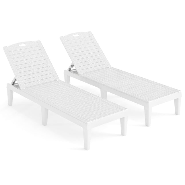 Ensemble de 2 chaises longues inclinables et réglables, blanc