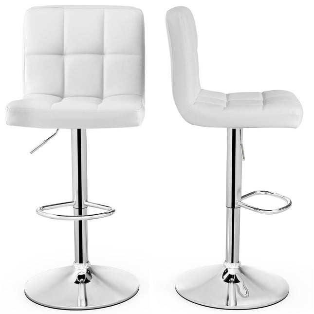 Tabourets de bar pivotants réglables (2 pièces), revêtement en similicuir blanc