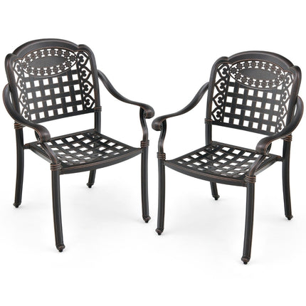 2er-Set stapelbare Gartenstühle aus Aluminium mit Armlehnen