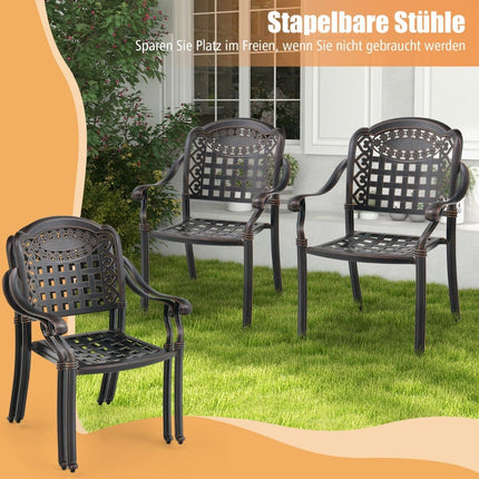 2er-Set stapelbare Gartenstühle aus Aluminium mit Armlehnen