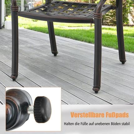 2er-Set stapelbare Gartenstühle aus Aluminium mit Armlehnen