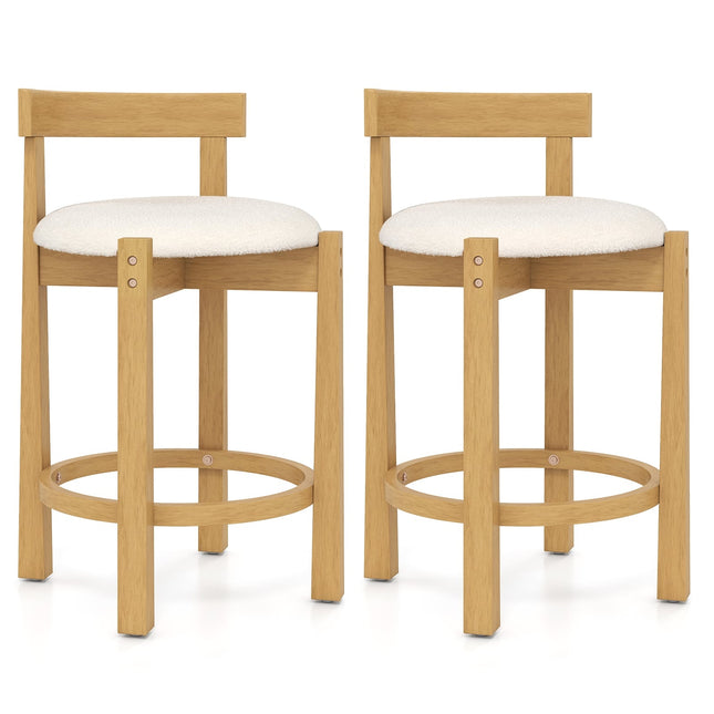 Ensemble de 2 tabourets de bar, en bois, hauteur d'assise 62 cm, naturel