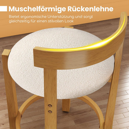 Ensemble de 2 tabourets de bar, en bois, hauteur d'assise 62 cm, naturel