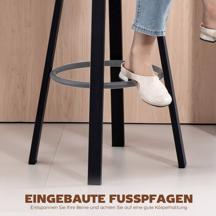 2-teilige Barhocker aus schwarzem Kunstleder, drehbar, Fußstütze