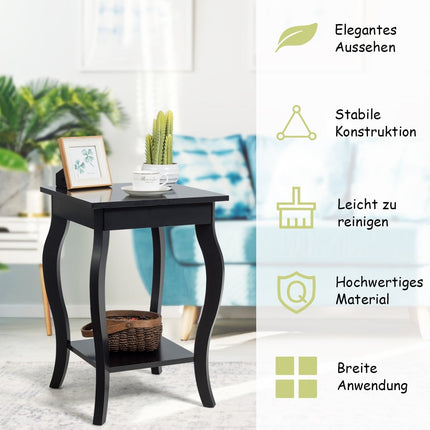 2-teiliges Beistelltisch-Set in Schwarz mit 2 Ablagen