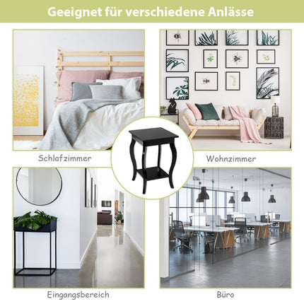 2-teiliges Beistelltisch-Set in Schwarz mit 2 Ablagen