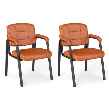Ensemble de 2 chaises de conférence avec accoudoirs rembourrés, marron