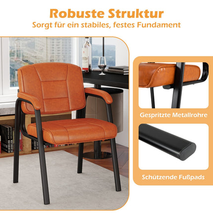 Ensemble de 2 chaises de conférence avec accoudoirs rembourrés, marron