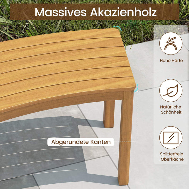 Ensemble de bancs d'extérieur en bois d'acacia courbé (2 pièces)
