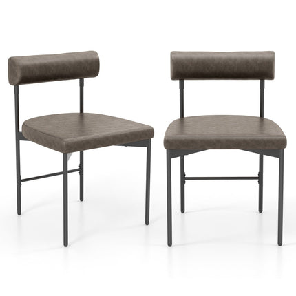 2er-Set Esszimmerstühle, PVC-Leder Grau, gepolsterte Rückenlehne