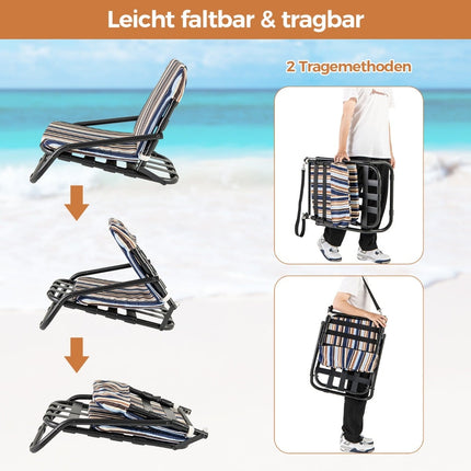 Chaises de plage pliantes 2 pièces, coton à séchage rapide