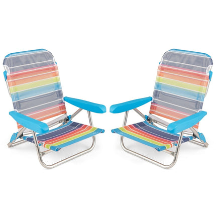 Chaises de plage pliantes en 2 pièces avec dossier réglable