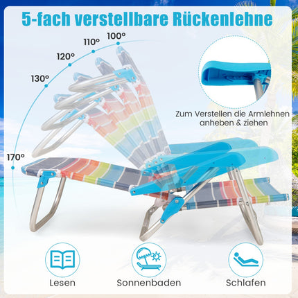 Chaises de plage pliantes en 2 pièces avec dossier réglable