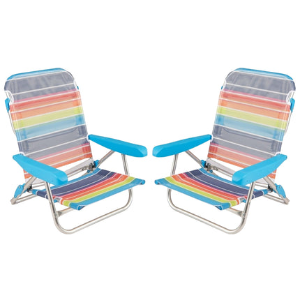 Chaises de plage pliantes en 2 pièces avec dossier réglable