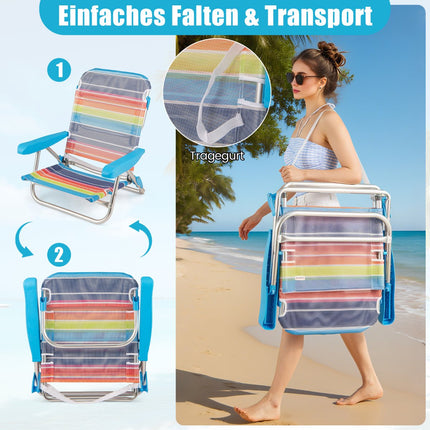 Chaises de plage pliantes en 2 pièces avec dossier réglable