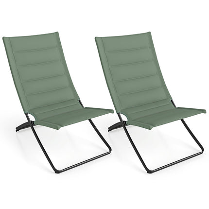 Chaises de plage pliantes 2 pièces avec sièges rembourrés, vertes