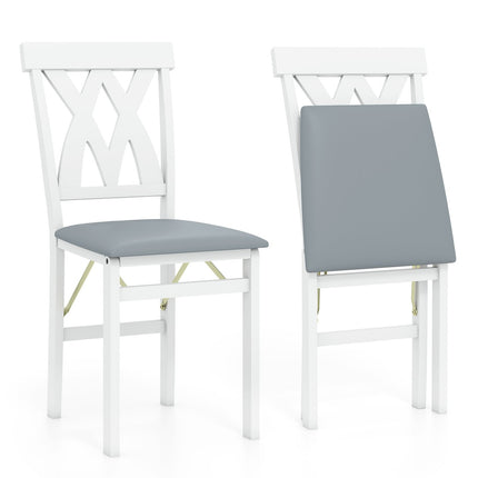 Chaises de salle à manger pliantes, 2 pièces, assise rembourrée, blanches