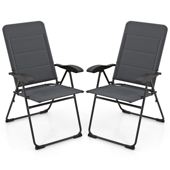 2-teilige klappbare Terrassenstühle, verstellbare Rückenlehne, Grau