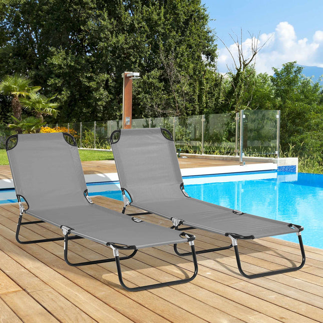 Ensemble de bain de soleil pliable 2 pièces, dossier à 5 positions
