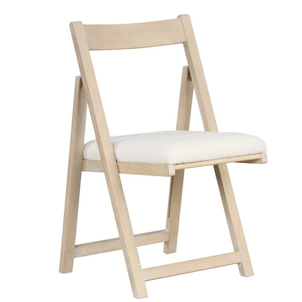 Chaises pliantes en bois (2 pièces) avec coussins, sans accoudoirs, couleur naturelle