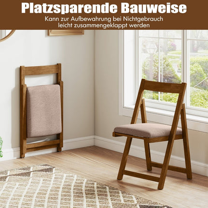 Chaises de salle à manger pliantes en bois (2 pièces), rembourrées, couleur noyer