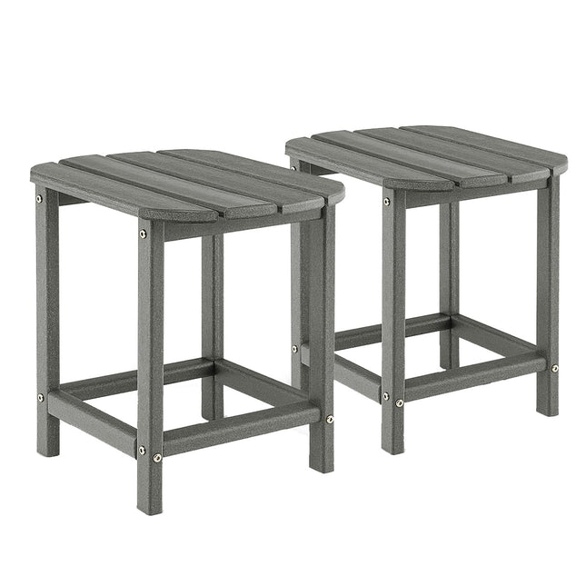 2-teiliges HDPE-Outdoor-Beistelltisch-Set, Grau, wetterfest