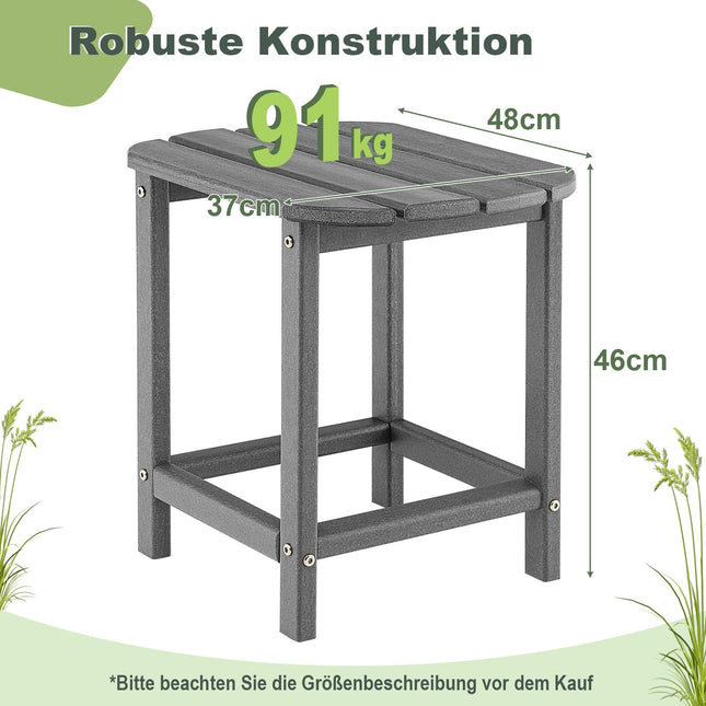2-teiliges HDPE-Outdoor-Beistelltisch-Set, Grau, wetterfest
