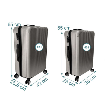 Ensemble de 2 valises rigides à roulettes pivotantes à 360°