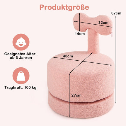 2er-Set drehbare Kinderstühle, Rosa, Schleifenrückenlehne, Schaumstoffsitz