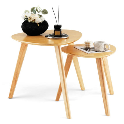 2-teiliges Couchtisch-Set, dreieckiges Holzdesign