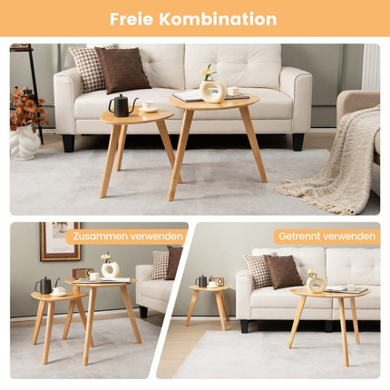 2-teiliges Couchtisch-Set, dreieckiges Holzdesign