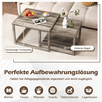 2-teiliges Satztisch-Set mit Ablagefach