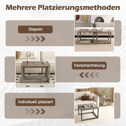 2-teiliges Satztisch-Set mit Ablagefach
