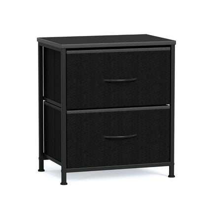 Ensemble de 2 tables de chevet avec 2 tiroirs en tissu et structure en métal