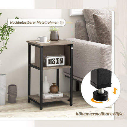 Ensemble de 2 tables de chevet avec étagères et pieds réglables