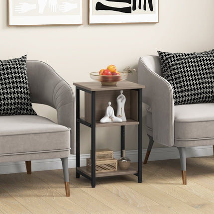 Ensemble de 2 tables de chevet avec étagères et pieds réglables