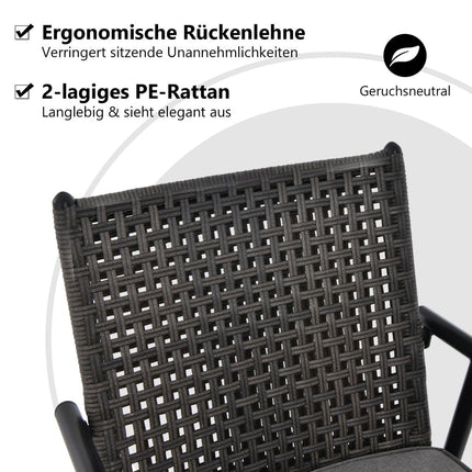 2er Set Barhocker für den Außenbereich, Schwarz, 360° drehbarer Sitz