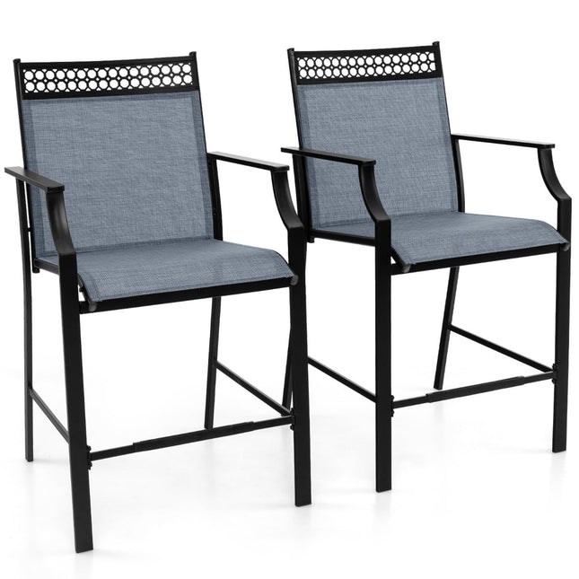 Tabourets de bar d'extérieur (2 pièces), tissu à séchage rapide, bleus