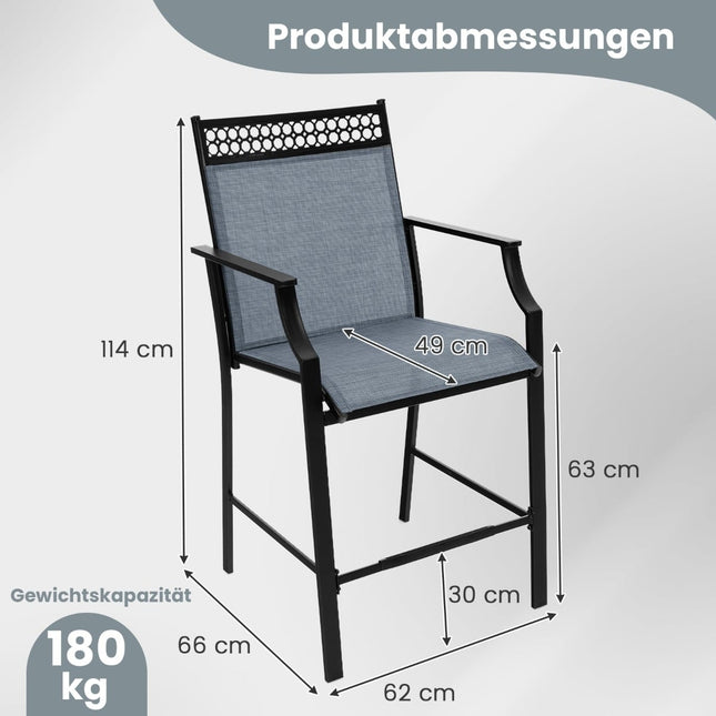 Tabourets de bar d'extérieur (2 pièces), tissu à séchage rapide, bleus