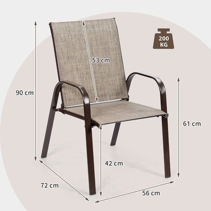 2er-Set Outdoor-Bistrostühle, geschwungene Armlehnen, Metallgestell