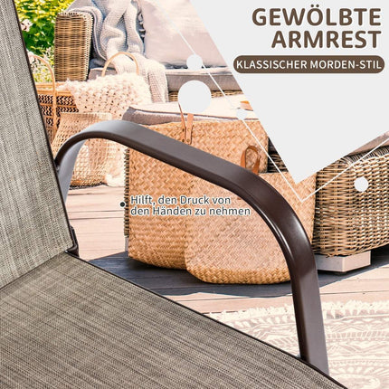 2er-Set Outdoor-Bistrostühle, geschwungene Armlehnen, Metallgestell